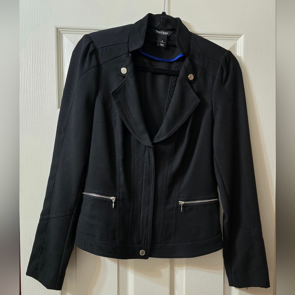 White House Black Market Black Zipper Jacket, Size 8